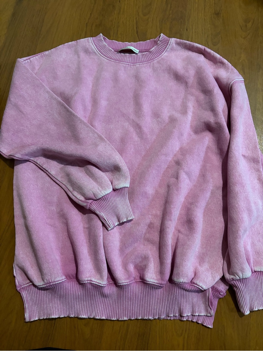 Zenana Outfitters Washed Pink Crewneck Sweatshirt